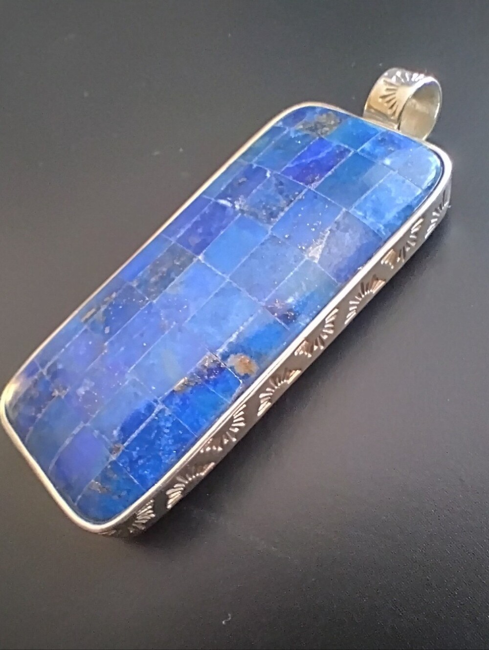 DTR Opal and Lapis Mosaic Sterling Silver Reversible Pendant, Jay King - Picture 2 of 9